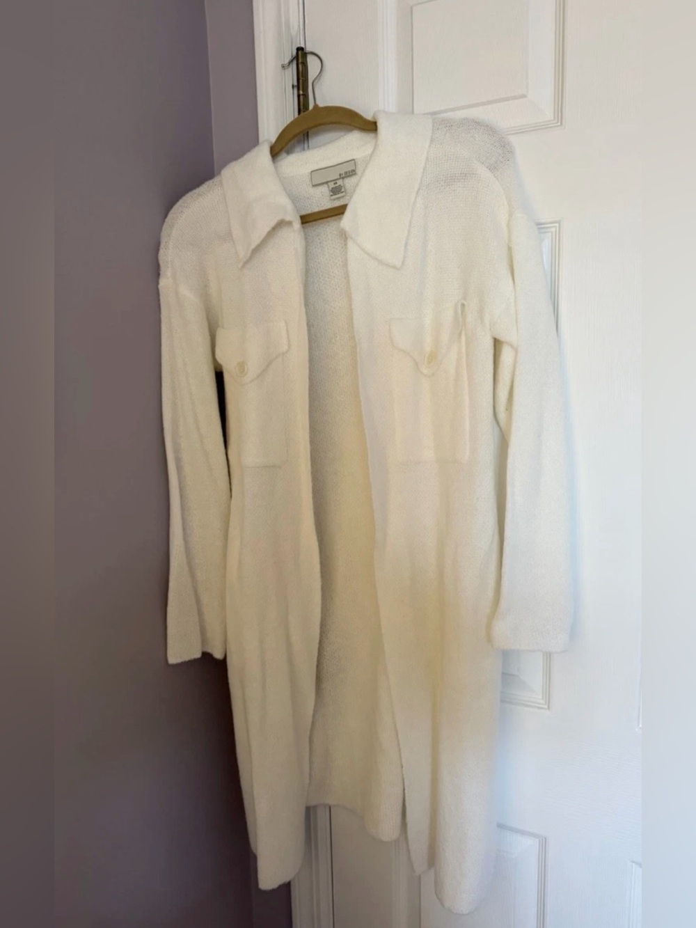 By Design Women’s White Pocket Cardigan Long Sleeve Sweater Size XS